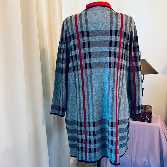 Anne Klein Buckle Neck Topper in Plaid Gray Combo (XL) New with Tag - Picture 4 of 10